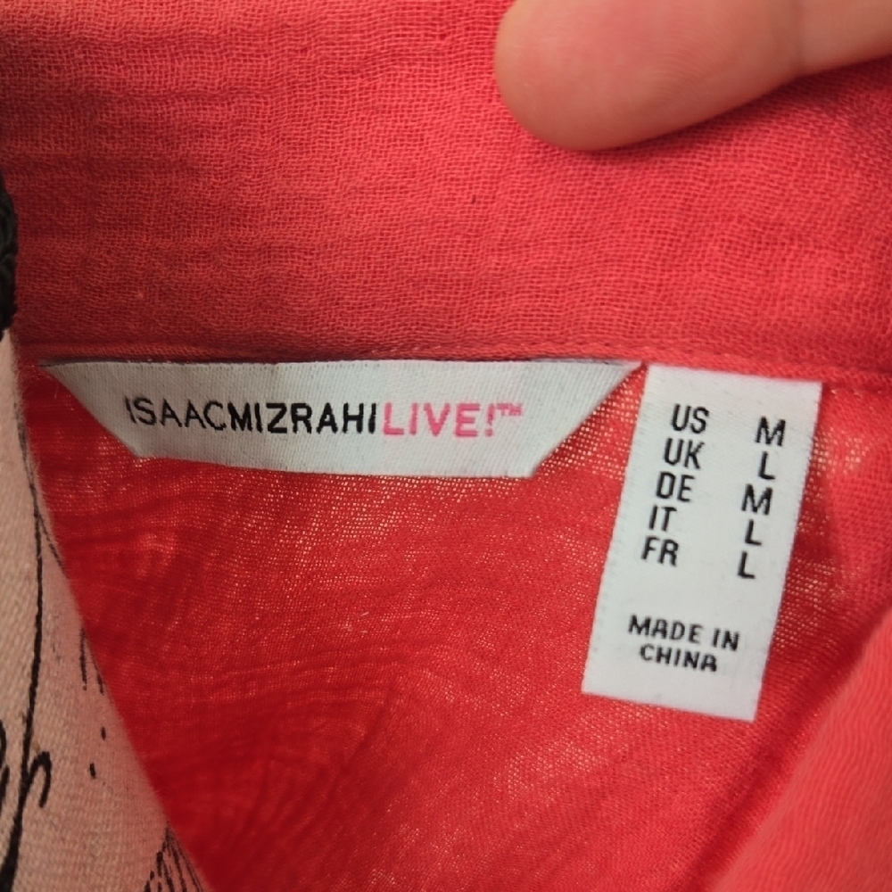 Isaac Mizrahi Coral Button-Down Shirt - Picture 2 of 6